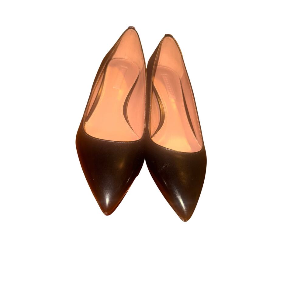 HUGO BOSS Black Leather Pointed Toe Kitten Heel Pumps Women’s 10 w/ Box BNWT